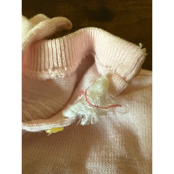 Vintage Baby Girl Doll Knit Dress With Buttons & Bow Pink - Picture 8 of 14